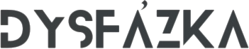 Logo Dysfázka — nápis, tmavá verze